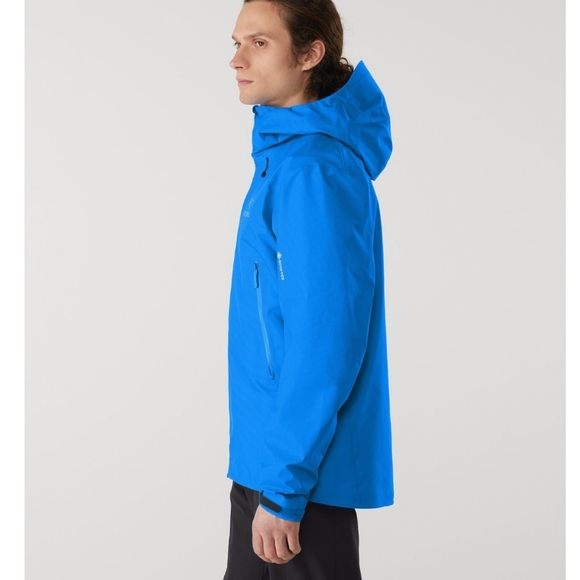 Arc'teryx Traverse Jacket Blue Goretex Pro Light Shell Men L Hooded Full Zip NEW - Picture 3 of 16